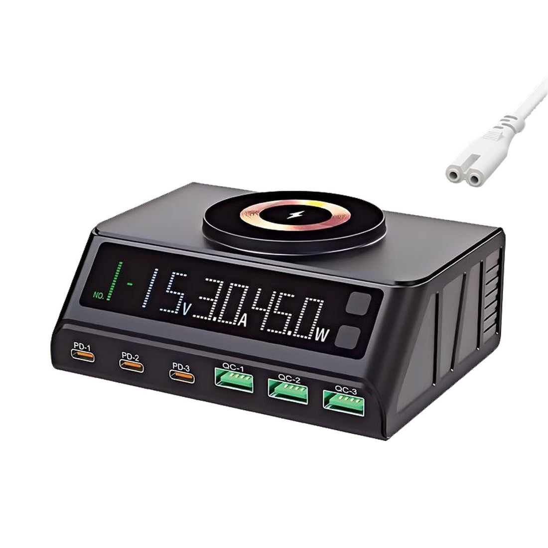 MaxLax 110W Black Fast USB Charger Station 6-Port (3USB and 3PD) Fast Charging with Digital Display for Charging laptops Phones Tablets and Other USB Devices…