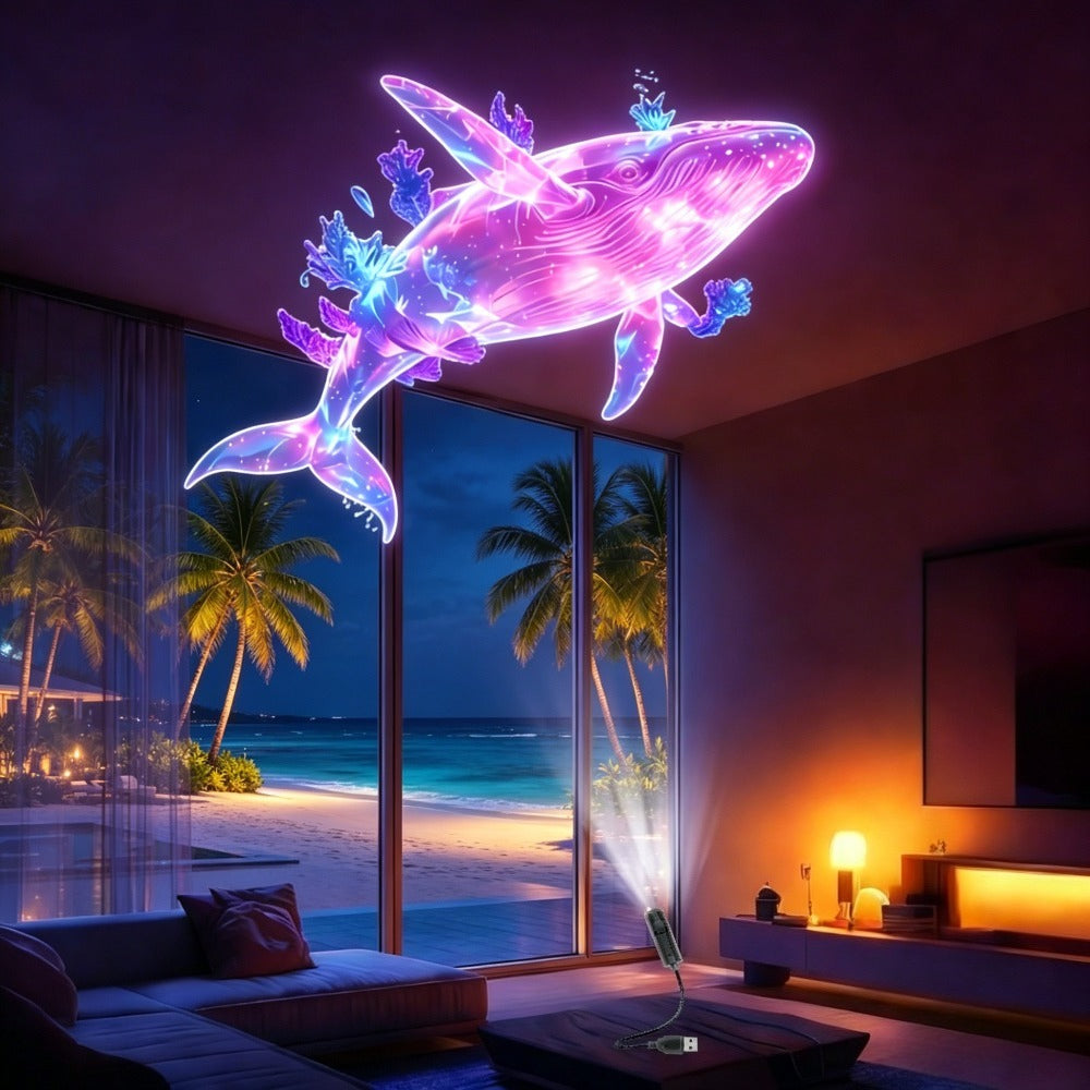 Portable USB Marine Life Projection Night Light - Replaceable Ocean Pattern Slide LED Mood Light, Perfectly Suitable for Bedside Night Lights, Complements Ceiling Decor, Creating an Immersive Scene