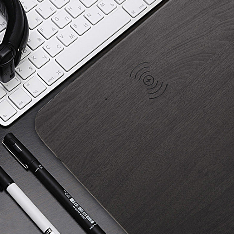 Wood Grain Wireless Charging Mouse Pad and Charger