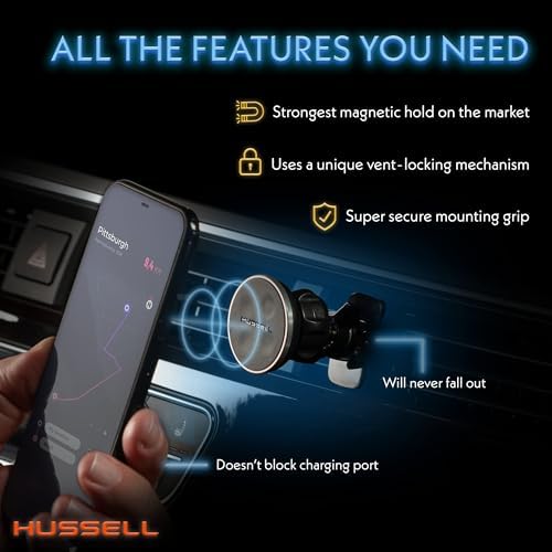 Magnetic Phone Car Mount, Air Vent Phone Mount for Car 360° Adjustable Universal Magnet Phone Holder - Compatible with Any Cell Phone, iPhone Galaxy LG Huawei