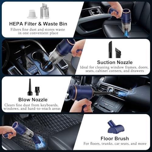 KMM Handheld Car Vacuum Cleaner, Hand Held Vacuum Cleaner and Air Duster