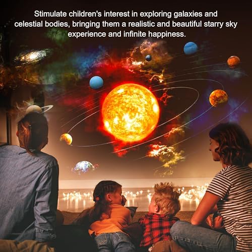 Galaxy Projector Pro for Bedroom, 13 in 1 Planetarium Star Projector with Solar System & Constellation, Night Light for Ceiling - 360° Rotating with Timer, Adjustable Knob, Kids Adults Room Decor