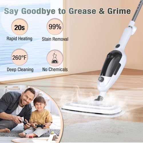 11-in-1 Steam Mop, Powerful Handheld Steam Cleaner for Home with 23FT Cord
