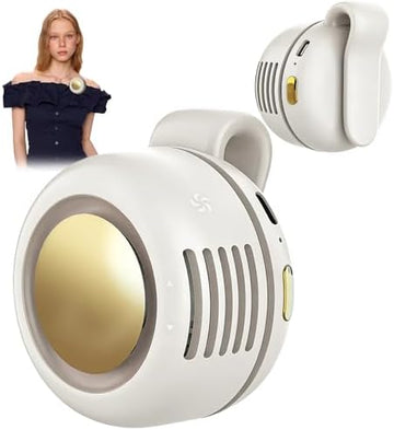Portable Clip-On Fan, Mini USB Rechargeable 360° Rotatable Fan, Personal Fan 3-Speed Silent Mini Bladeless Fans (White)